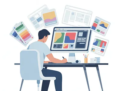 Creative Designer Workspace – UI Illustration adobe adobe illustration art creative illustration illustration procud illustration sketch ui ui illustration vector vector art