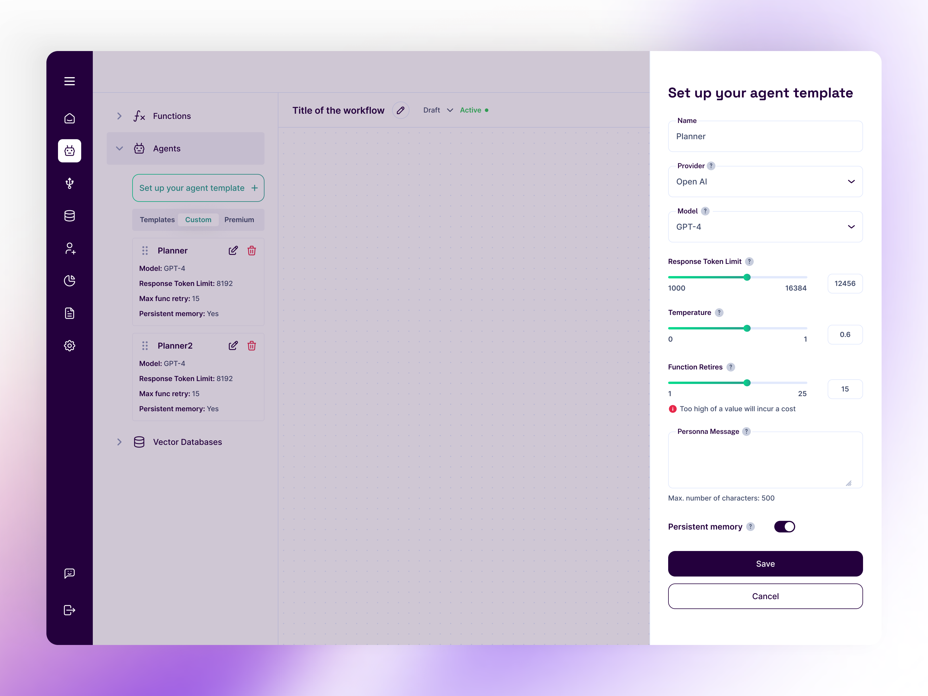 AI Agent Setup · Workflow Builder UI · Workflow Editor admin dashboard agent ai ai agent ai dashboard ai platform automation ui clean design dashboard enterprise software figma design gradients low code no code product design saas ui ui ux ux ui design workflow builder