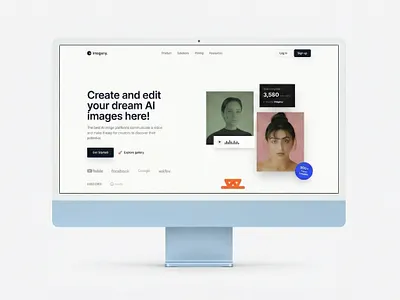 Imageny - AI Image Generator Landing Page ai artificial intelligence clean creative tool desktop figma hero section image generator interface landing page minimalist ui ux web concept web design