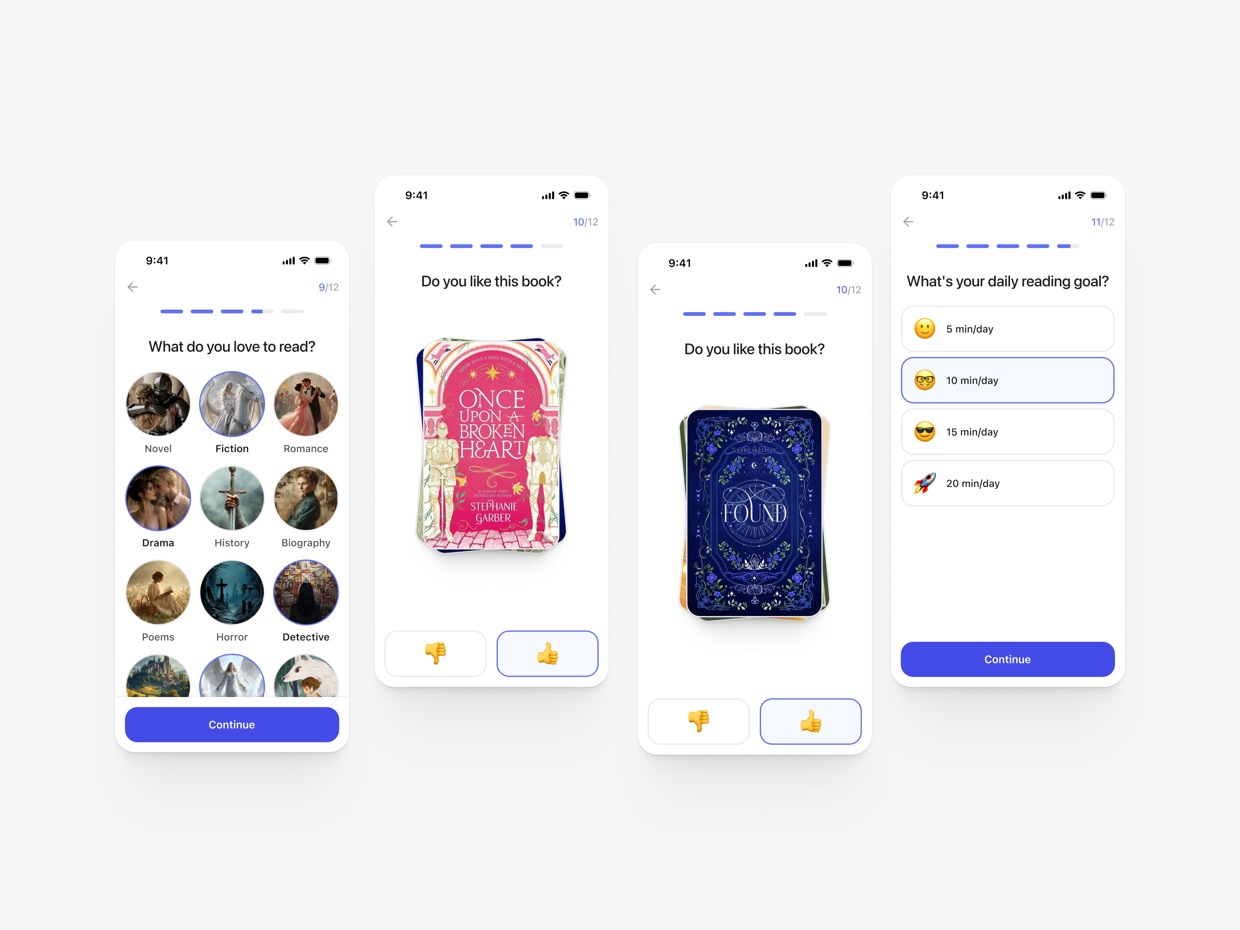 Reading app onboarding flow app design book app clean design daily ui ios onboarding ui ux