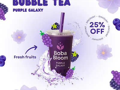 Bubble Tea Poster beverage design branding bubble tea concept design food drink graphic design marketing design poster design social media ad visual design