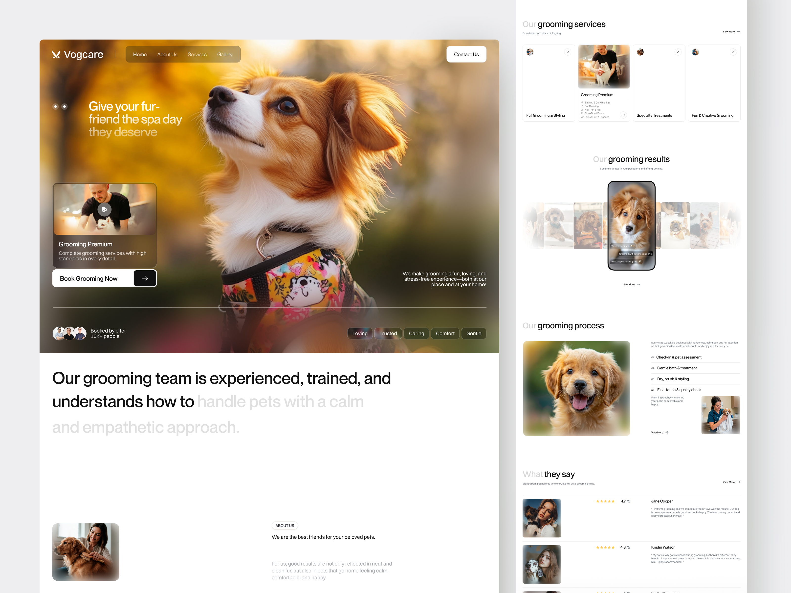 Example of Vogcare - Pet Grooming Service Website