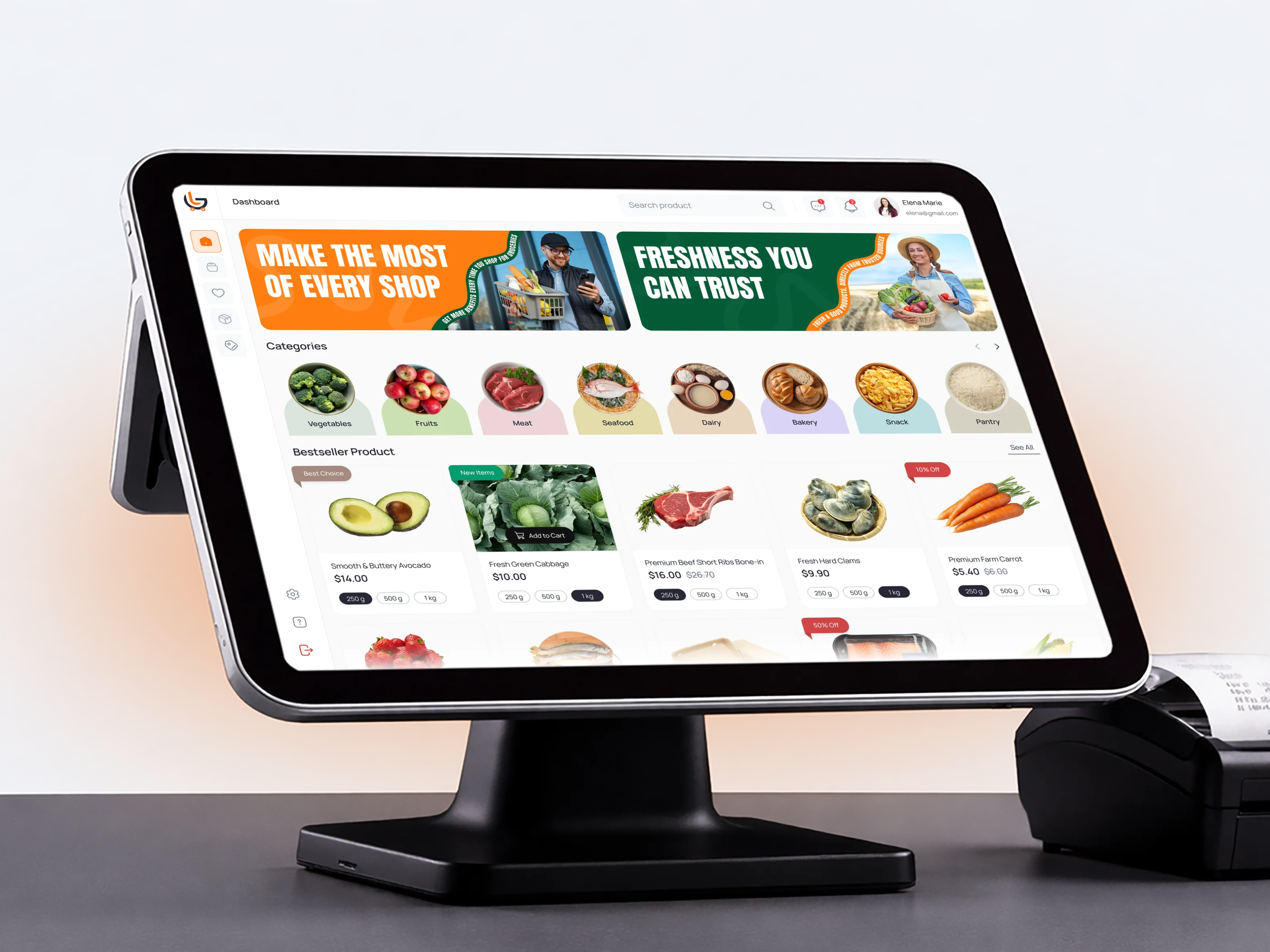 Grovia — Grocery Dashboard cleanui dashboarddesign digitalexperience ecommerce emurastudio foodapp freshdesign grocerystore modernui productdesign uidesign uxdesign