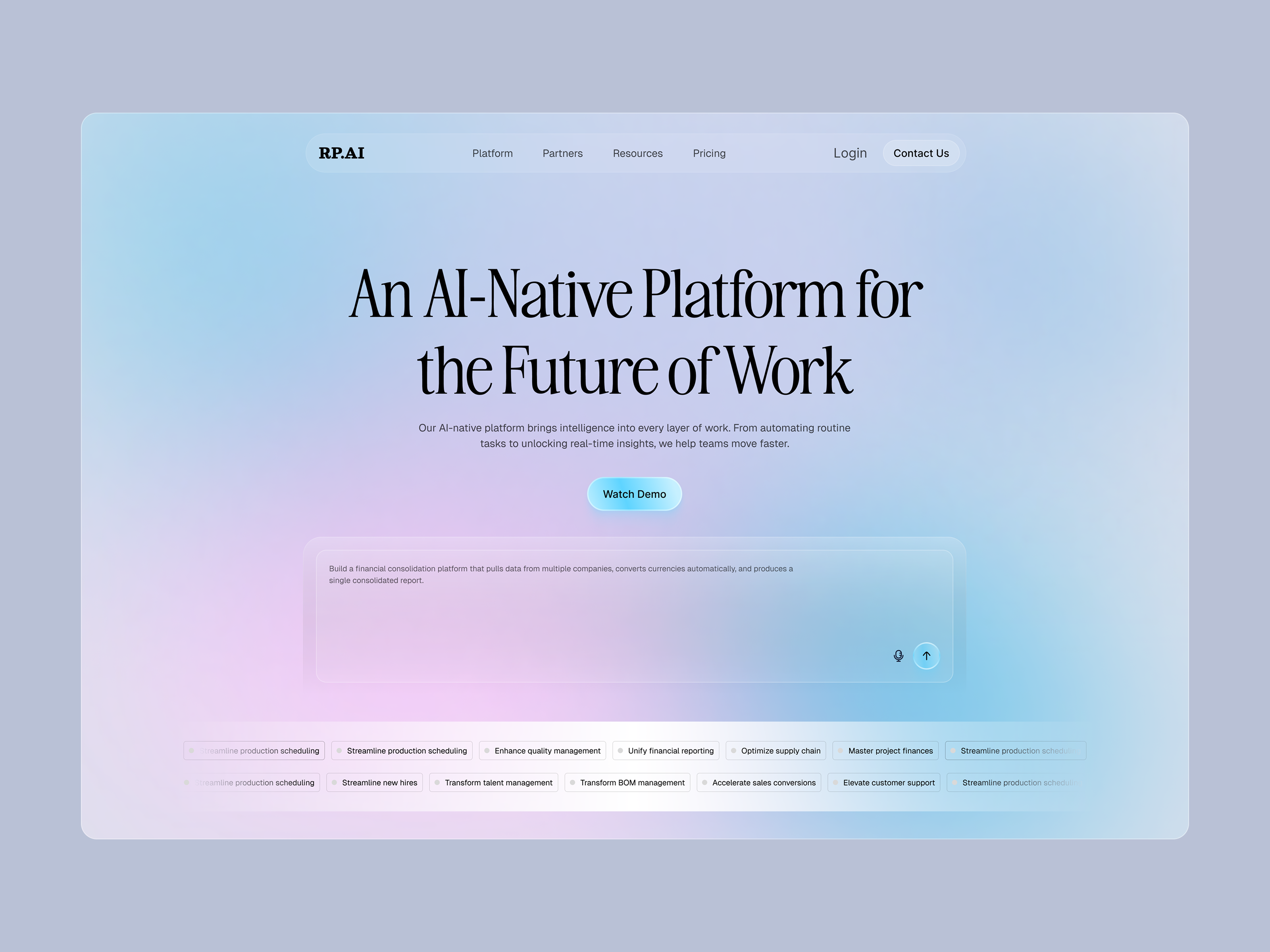 AI-Native Platform Landing Page ai ai platform ai website artificial intelligence design landing page product saas startup ui web