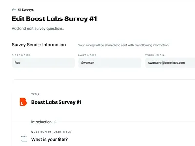 UserEvidence Survey Builder answer app builder creator flat hover input question survey text title type ui userevidence ux web