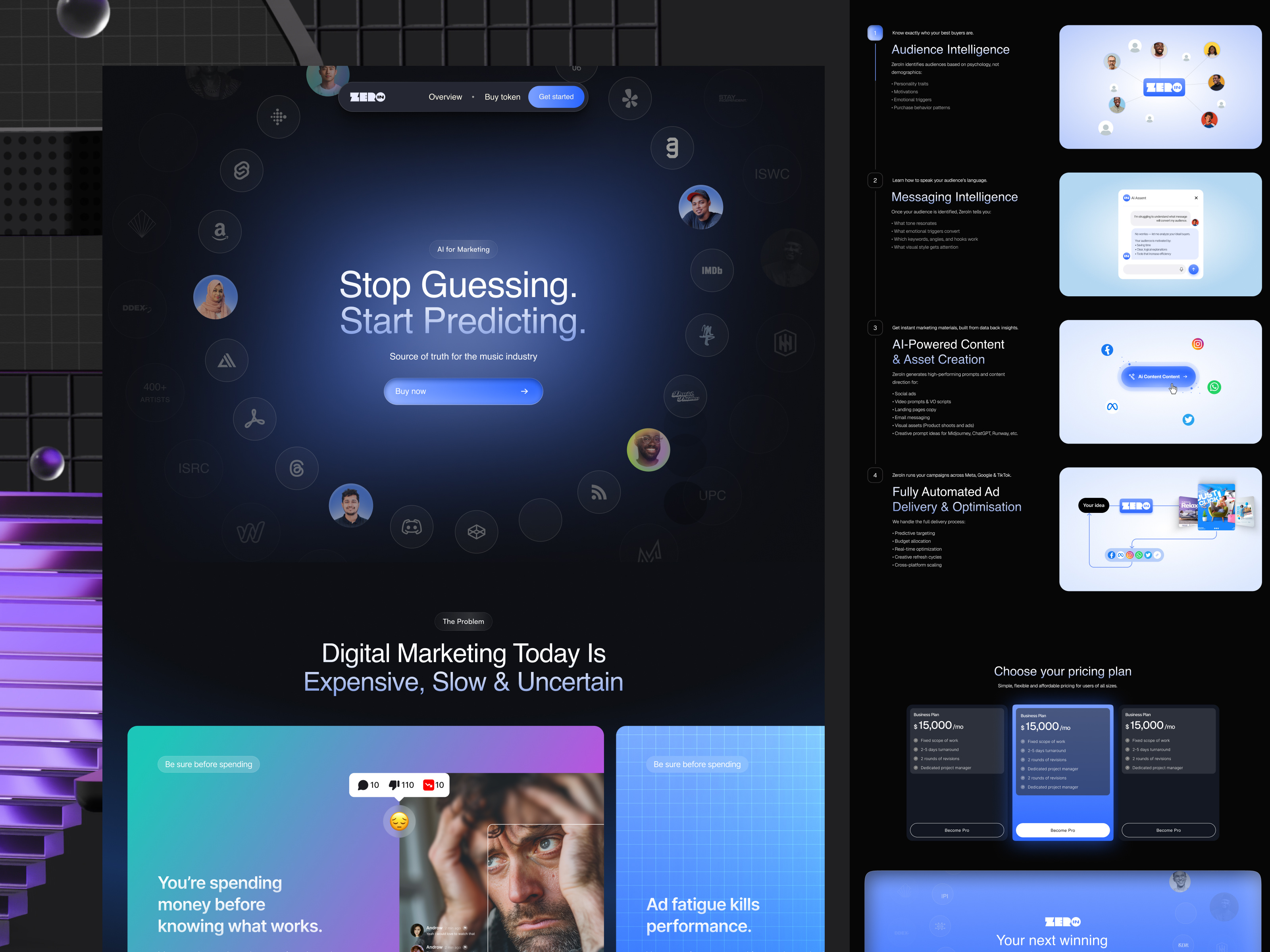 Example of Zeroin — AI Platform Website Redesign v2