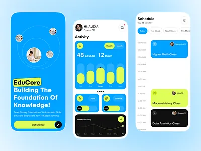 Online Education Mobile App UI Design | E-Learning Platform app design edtech education app elearning app learning management mobile app online education progress tracking schedule app student app