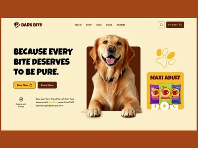 Bark Bite | Pet Food E-Commerce Scroll Animation ecommerce ecommerce website ecommerce website ui figma design graphic design modern ui pet food pet food shop pet food website pet shop landing page pet website pet website design pixxen website template