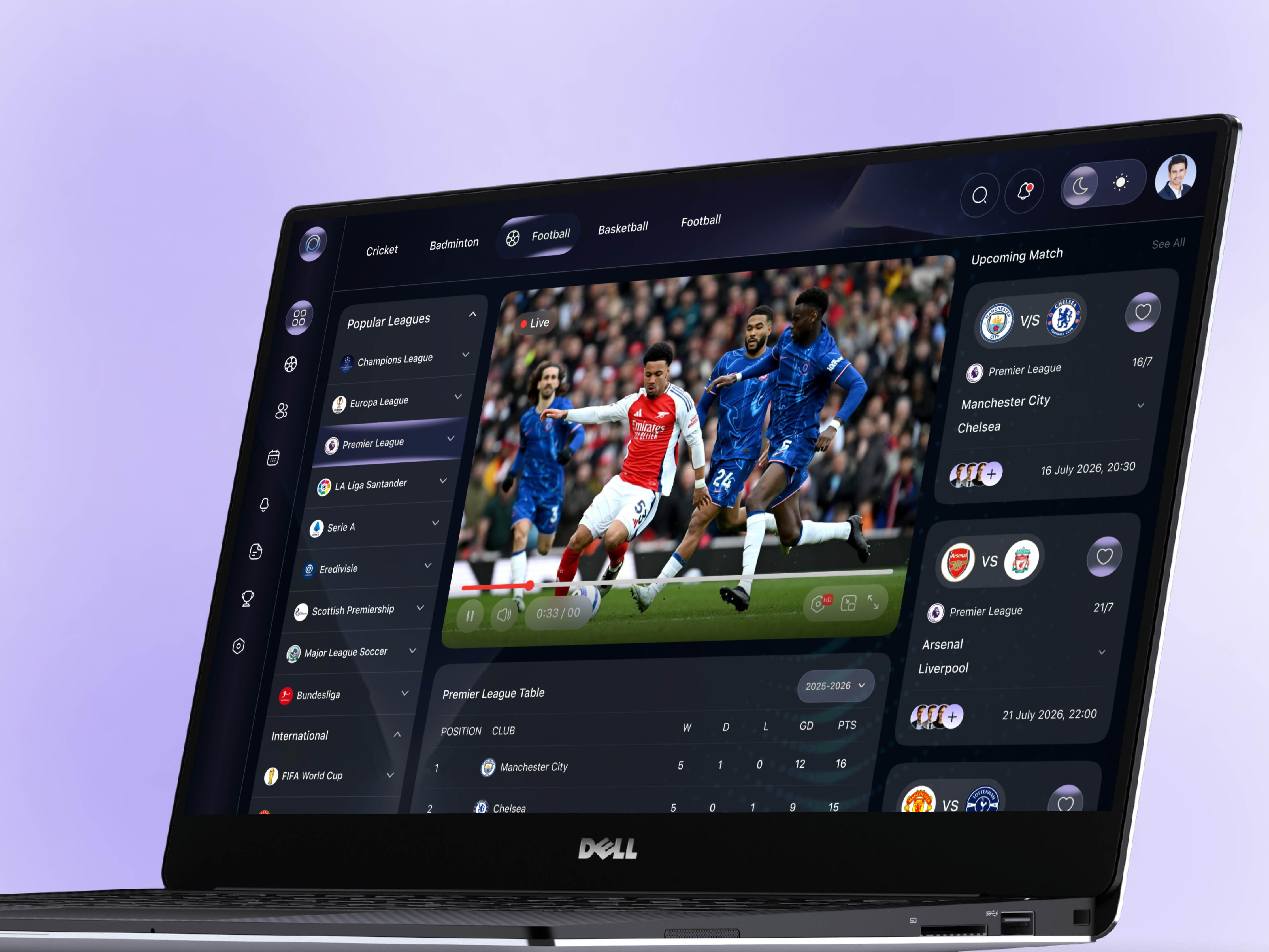 Football Live Dashboard UI by Nodus Labs for Nodus Labs - Product on ...