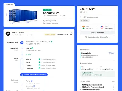 Container Management Product Design - SAA b2b container container management dashboard data visualisation design inventory logistics measure saas shipping summary supplychain tracking ui ux voyage web webdesign
