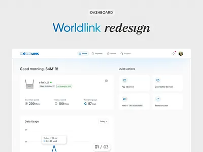 Redesigning the WorldLink Customer Dashboard (concept) productdesign saas ui ux