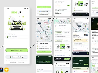RideUp – Ride Booking App UI/UX app desing branding carpool design development product design saas ui ux web