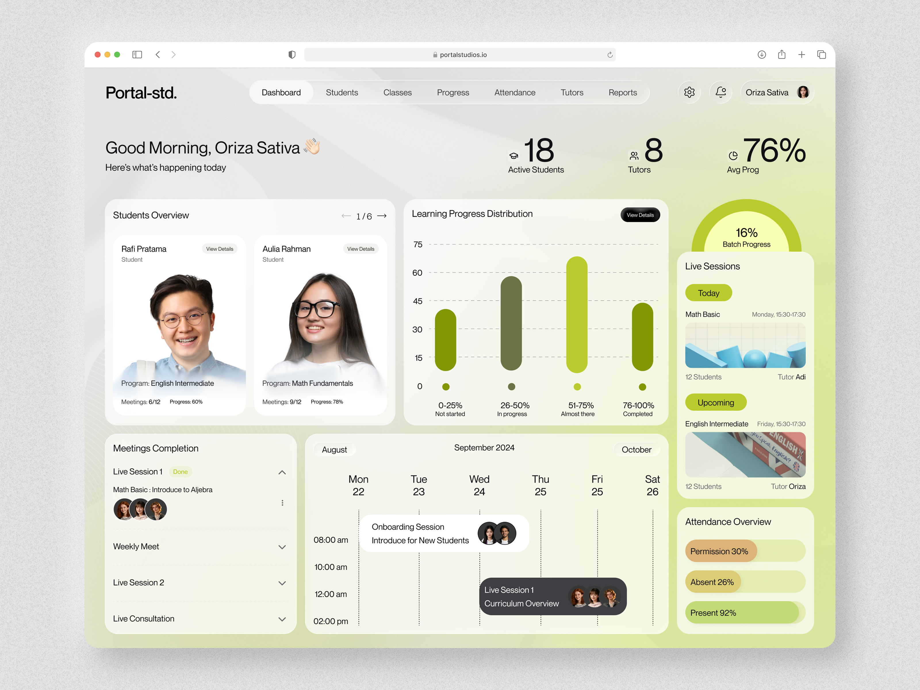 Portal.std — Education Management SaaS Dashboard admindashboard analyticsdashboard appdesign dashboarddesign dashboardui datavisualization edtech educationplatform minimalui moderndesign productdesign saas saasplatform ui design uidesign userexperience userinterface uxdesign webapp webdesign
