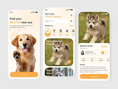 Pet Adoption & Rescue Mobile App Design adoptdontshop animallovers appui catapp cleanui creativeui dashboard design design veli digitaldesign minimal design mobile app mobileappdesign moderndesign petadoption petapp petmarketplace productdesign startupdesign uiux uxdesign