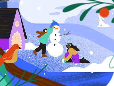 Winter Village 02 character illustration snow snowman winter scene winter village