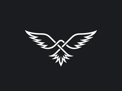 Infinity Bird Logo animal bird brand eagle endless eternal eternity falcon fly flying graphic design hawk icon logo template strength strong symbol vector vector logo wing