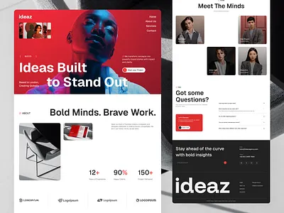 Ideaz Homepage – Creative Agency Website UI brand design brand guidelines color palette creative agency design ideas design inspiration design system editorial design high contrast modern branding typography ui design ui inspiration ui showcase ui trends uiux ux design visual identity