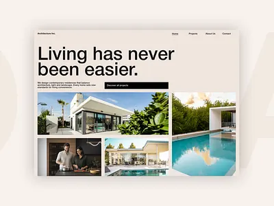 Hero Design Concept for Architectural Studio architectural firm architectural studio architectural website beige website hero hero design housing website real estate website webdesign