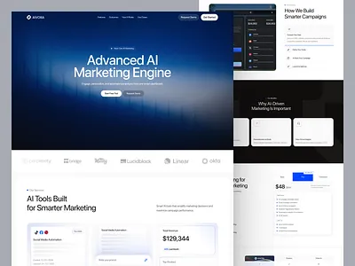 AIVORA - AI Marketing Landing Page ai ai landing page ai marketing ai website artificial intelligence dark framer gradient homepage landing page marketing marketing landing page marketing website marketing website design saas landing page ui design web design webflow website website design