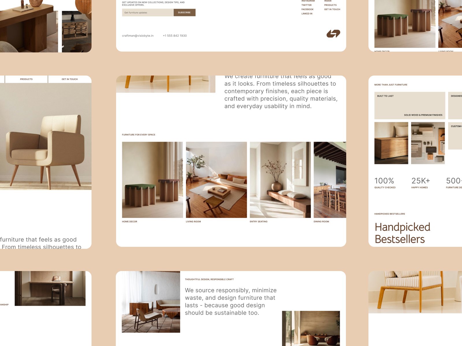 Crafted minimal furniture website animation branding card clean ui design ecommerce furniture interiordesign jitter landingpage minimal onepage productdesign slider ui uiux ux webdesign website