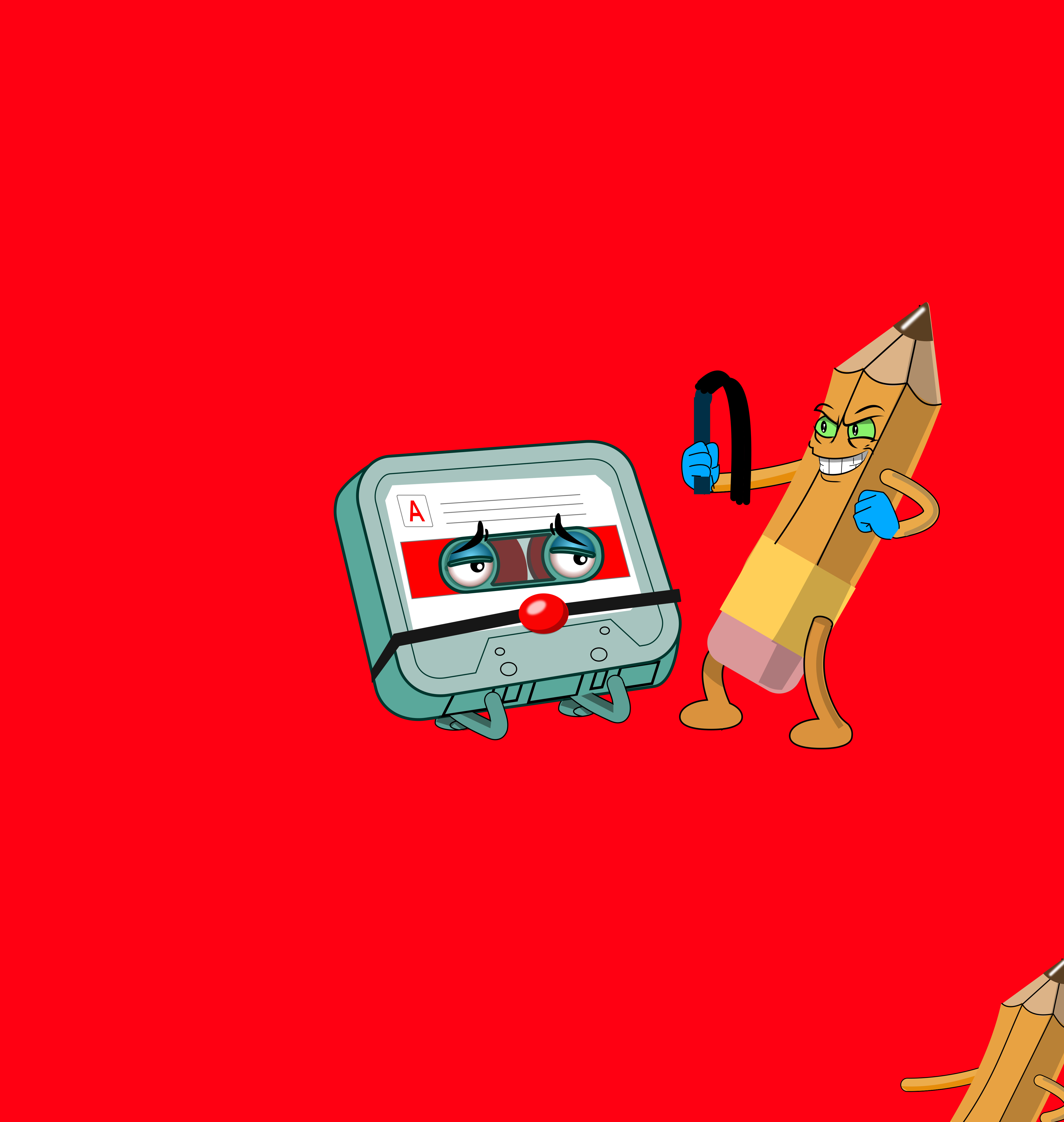 the cassette pencil trick :: unfinished cassette doodle illustration kinky pencil shunte88 trick vector