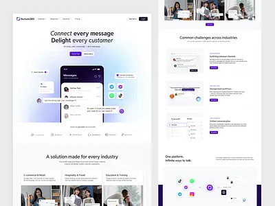 Nurture360 - AI CRM Omnichannel Landing Page ai landing page animate automation b2b clean crm dipa inhouse landing page micro interaction minimal modern omnichannel saas sales marketing startup ui design web design website
