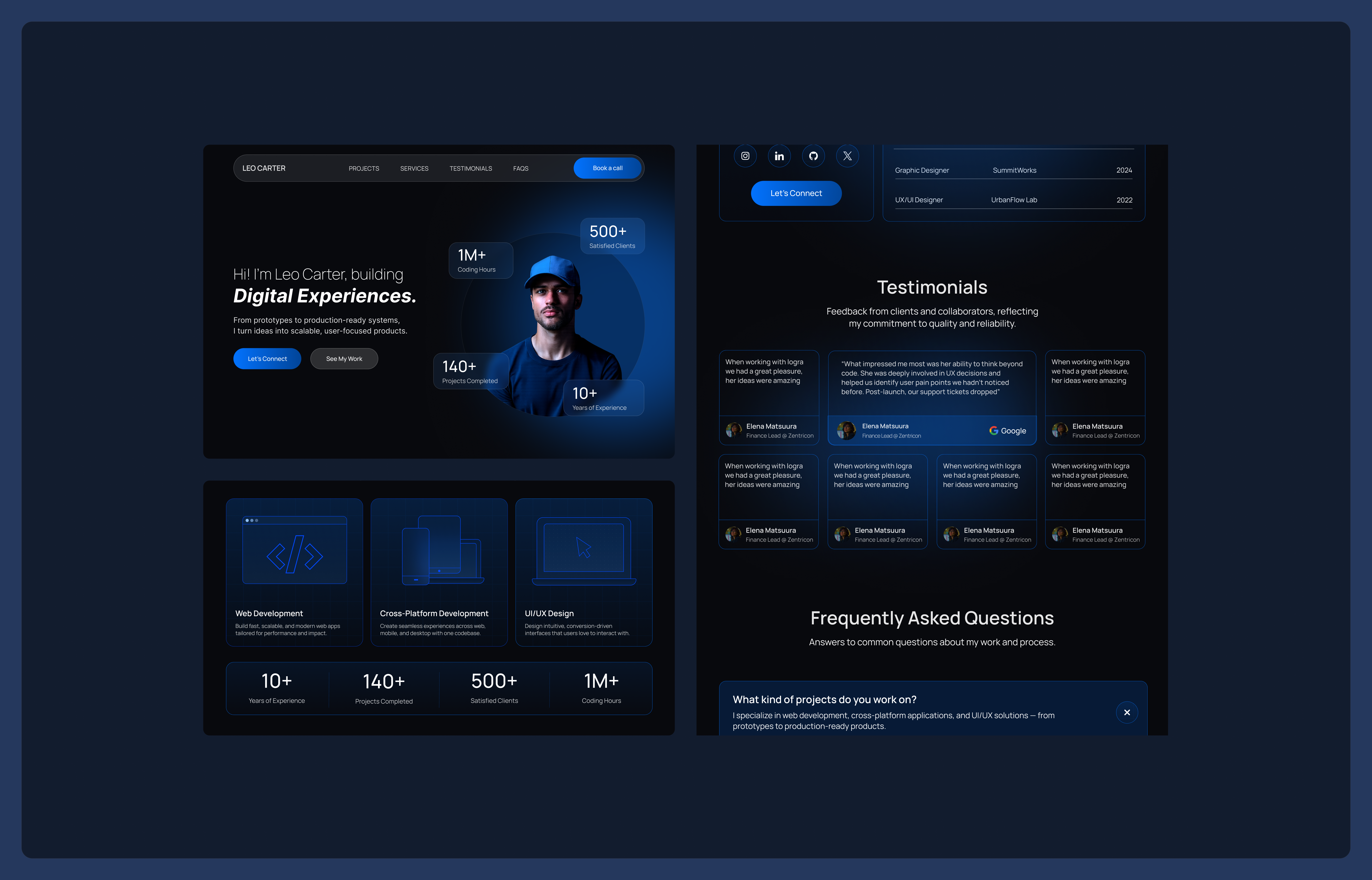 Modern Developer Portfolio Website dark ui developer portfolio gradients landing page portfolio website web design web ui website ui