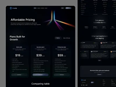 Pricing Page - CRM Website interface product service startup ui ux web