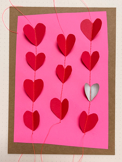 Valentine card, for that special one collage collage art graphic design hearts illustration neon sewing sewing machine thread valentine