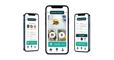 Speedy Snacks, mobile ordering app. app brand style guide branding button design case study design figma graphic design high contrast iconography logo menu design mobile payment prototype sticker sheet typography ui user flow vector