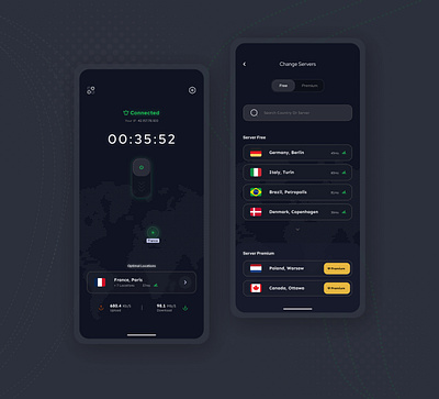 VPN mobile application graphic design ui