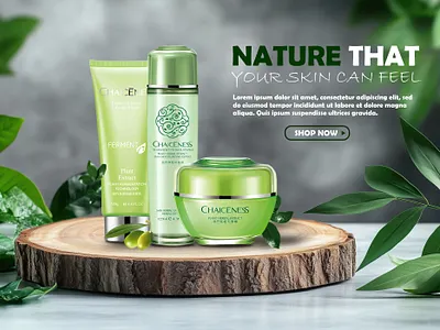 Nature That Your Skin Can Feel – Organic Skincare Product Visual ai banner branding graphic design photoshop poster product