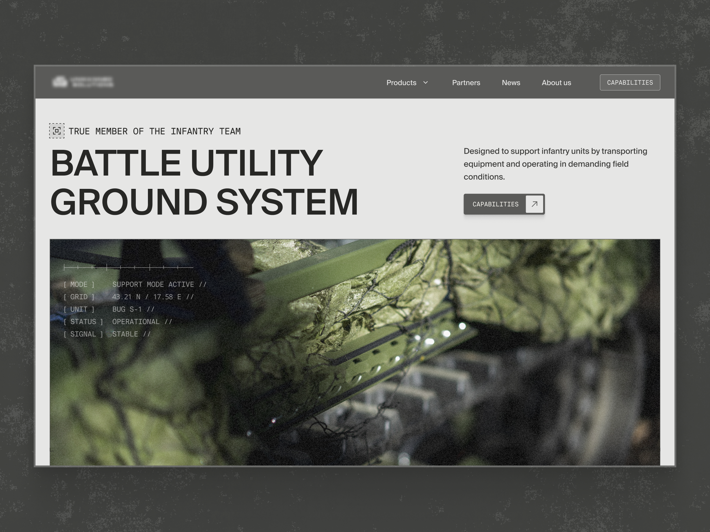 Hero concept for a defence company