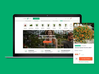 Het Groene Paradijs: e-commerce UX design 🪴 branding clean conversion design dutch e commerce flat graphic design green illustration logo plants shopping site store ui ux webshop website