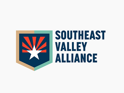 SOUTHEAST VALLEY ALLIANCE adobe illustrator america american arizona az badge brand design brand identity branding illustration logo logo design patriotic phoenix service shield southwest veterans