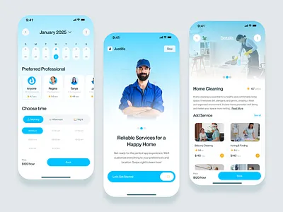 Smart Home Services App Ui Concept barber shop cleaning app cleaning company design home care home cleaning home repair app home service house works ios marketplace mobile app on demand services plumber app service app service booking service detail ui service marketplace service provider app technician booking