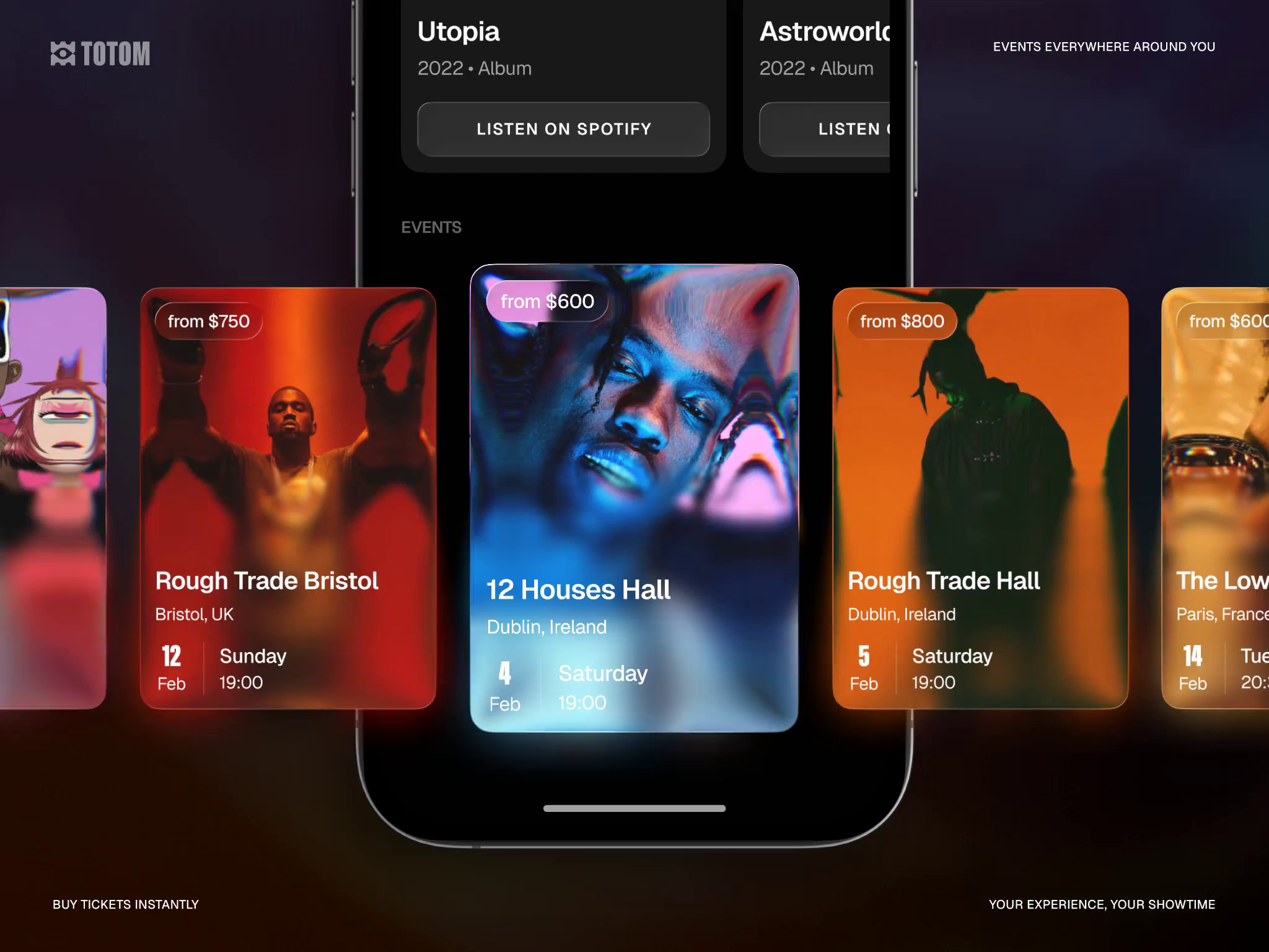 Totom. Concert Ticket Booking App