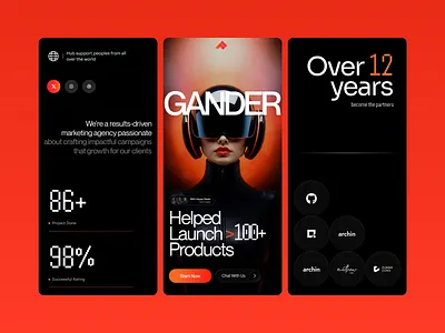 Gander Agency Website – App Design 3d animation branding design figma graphic design illustration logo motion graphics ui uiux ux web design