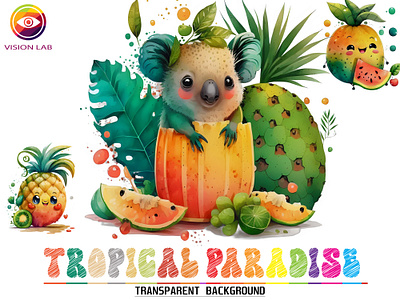 Tropical Paradise clipart colorfull design fruits graphic design illustration tropical watercolor