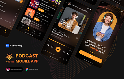 Podcast MobileApp Case Study case study clean ui mobileapp mobiledesign podcast research ui user exprience user interface ux
