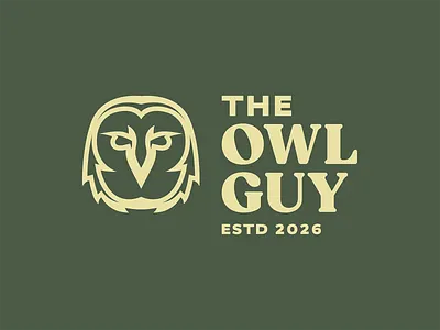 The Owl Guy - Logo A barn owl barn owl logo baseball cap bird bird logo branding cool logo cream design graphic design green logo logo design modern owl owl logo polo shirt vector