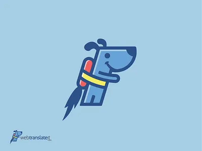 Webtranslateit Character Design animal app app icon branding dog icon jet jetpack logo logodesign logodesigner management mark mascot software logo symbol translation