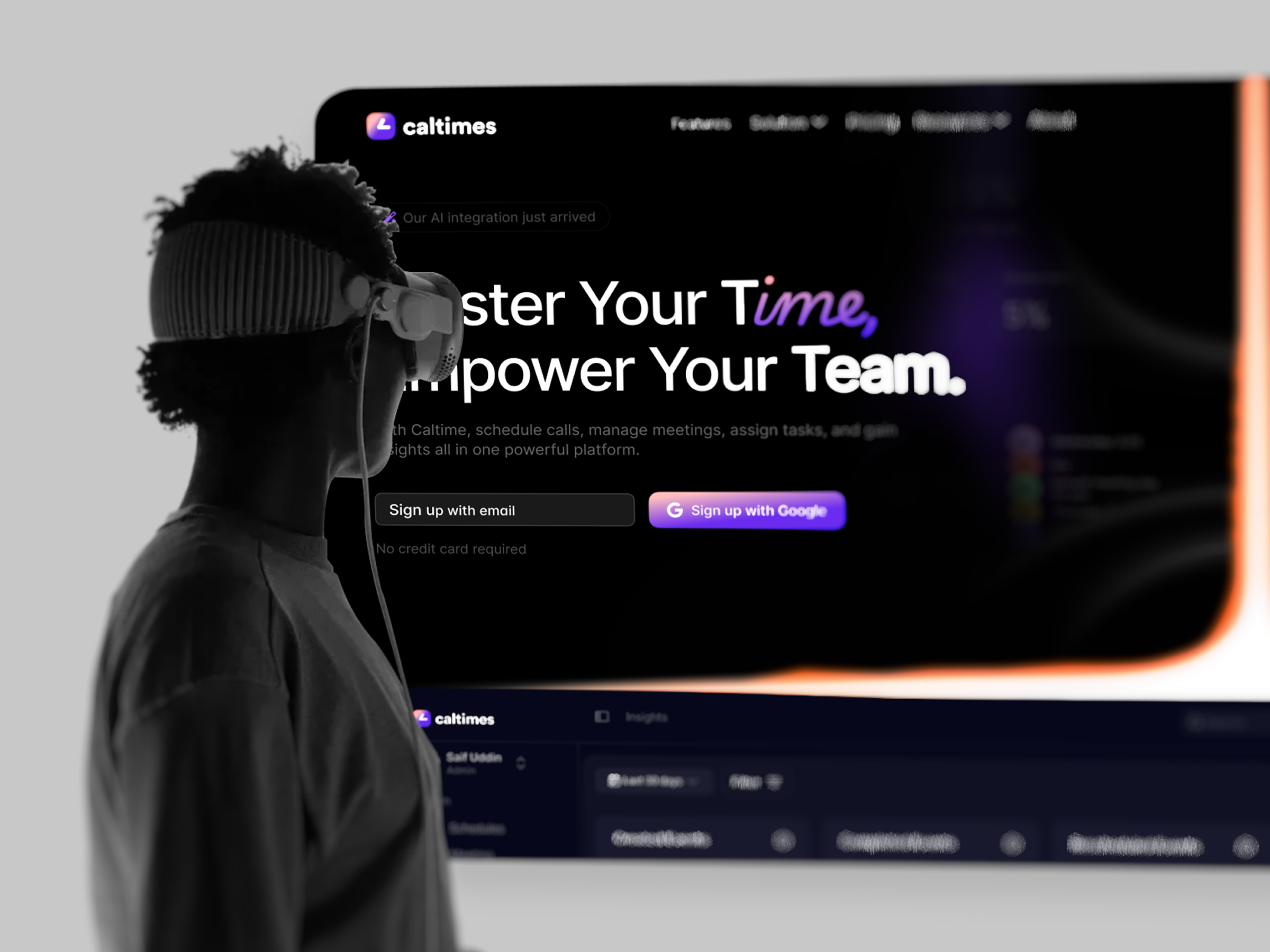Calltimes | SaaS Landing Page Design | Sleeko aidrivendesign aiproductivity calltimes productux saasdesign saaslandingpage sleekostudio smartscheduling taskautomation webappdesign