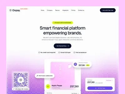 Onpay. Header Explanation banking banking saas banking website finance fintech landing page pay payment system saas saas website smart banking web web design website