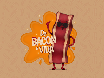 De Bacon a Vida adesivos arte divertida bacon bacon illustration estampa estampa de bacon food illustration fun illustration ilustração ilustração de comida ilustração divertida pattern