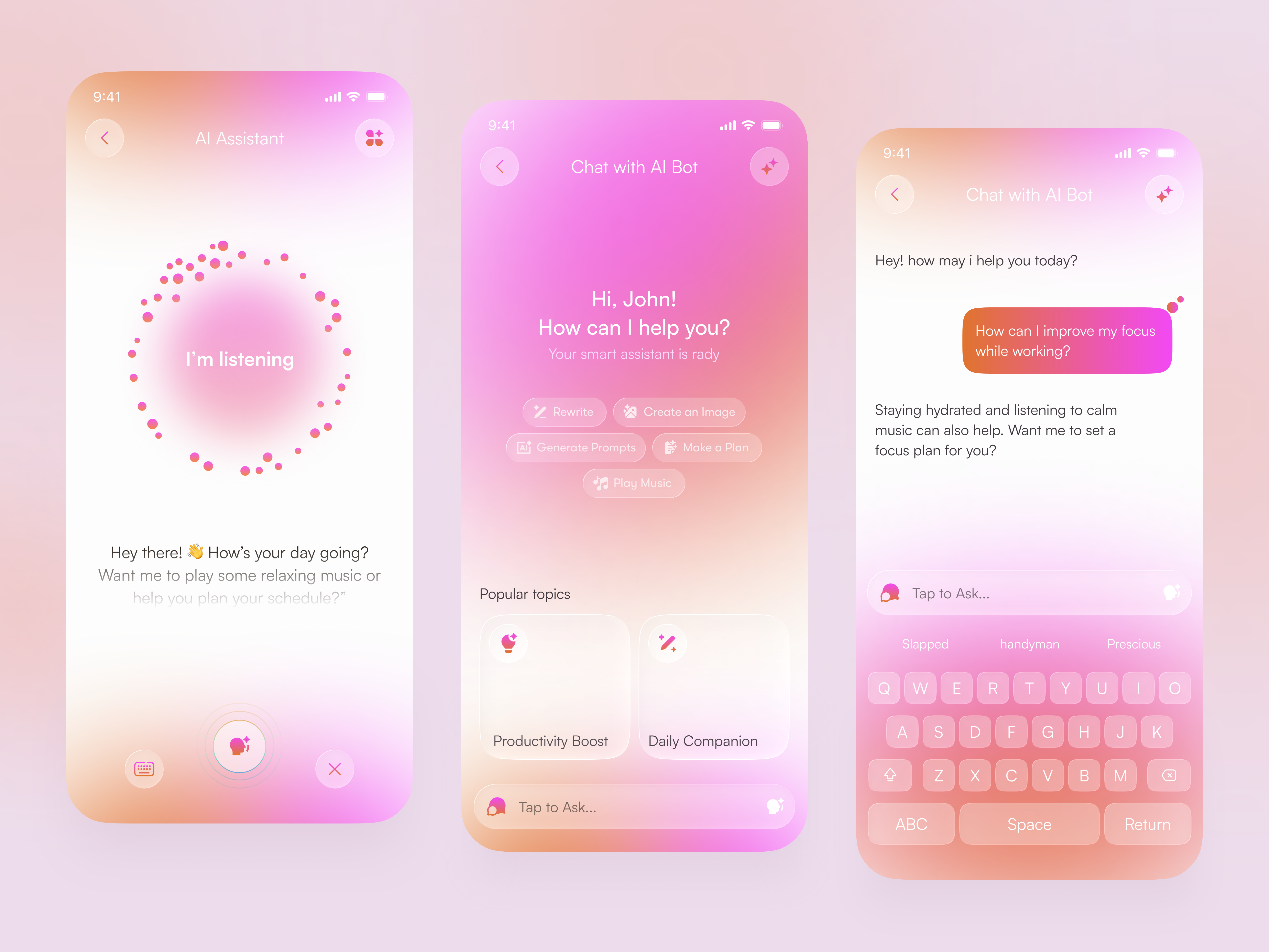 AI ChatBot Mobile App Design - Sleek Glassmorphism UI ai ai app design ai chatbot app design app ui chatbot chatbot app chatbot ui glass ui glassmorphism message mobile mobile app mobile app design uiux ux design