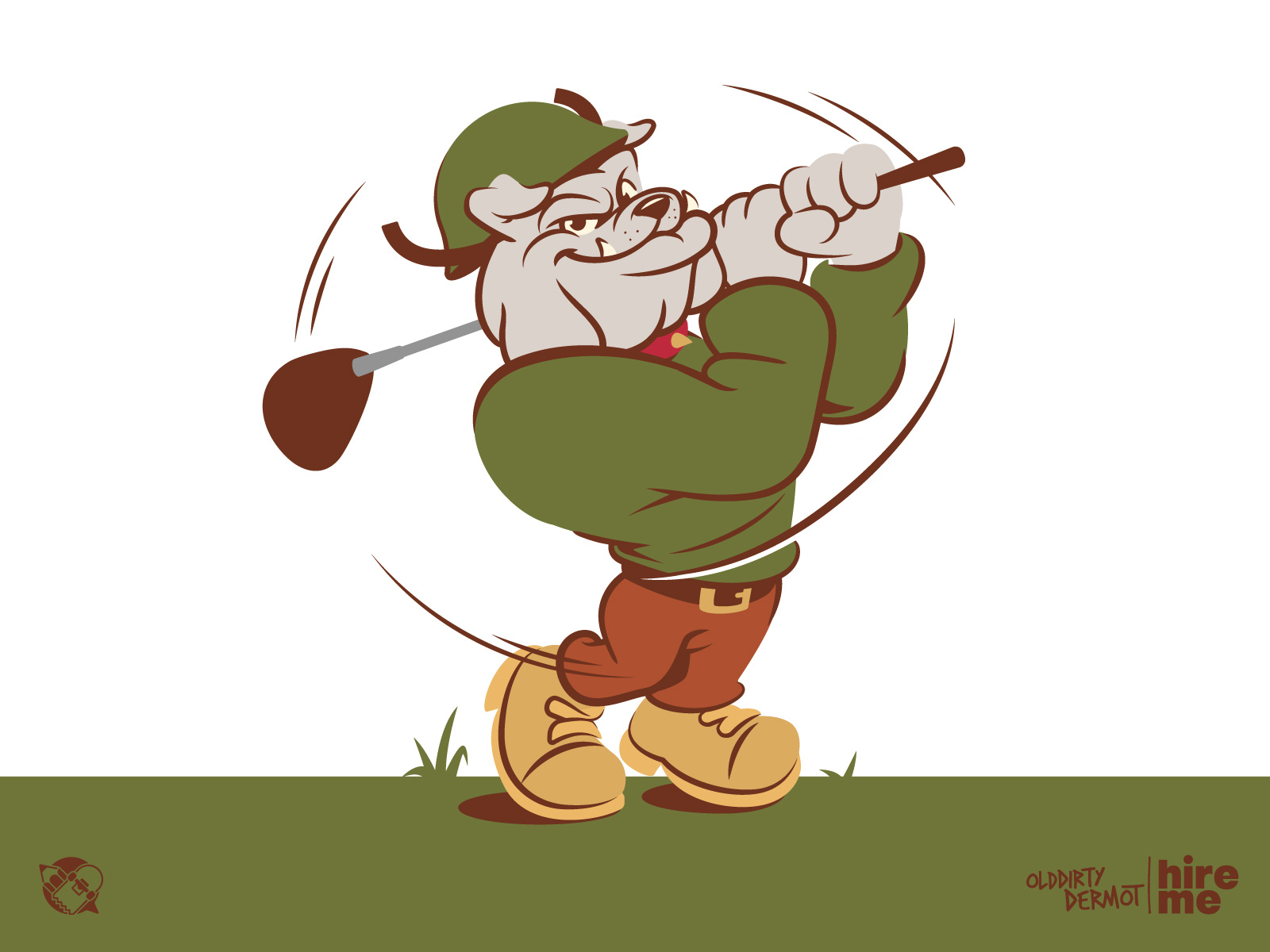 Golfing Bulldog Mascot