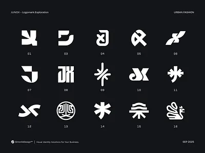 Logo Exploration for Minimal Streetwear Brand abstract brand collection exploration explore jx letter j letter x lettermark logo options logomark logos marks minimal minimalist minimalistic monogram shapes simple
