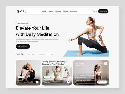 Meditation & Wellness Fitness Landing Page Design clean landing page cmindfulness website fitness landing page health dashboard health startup health website design healthcare website meditation meditation landing page modern wellness website self care website trainer web design wellbeing website wellness wellness landing page wellness web design wellness website yoga landing page yoga website