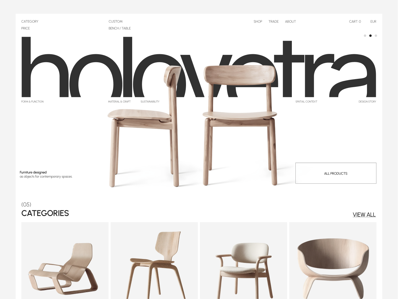 Holovetra| Furniture E-commerce Website creativedesign design e commerce ecommerce furniture ui uidesign webdesign